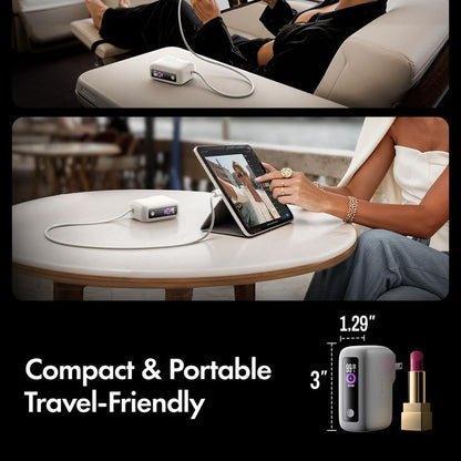 LISEN 3-In-1 Fast Travel Charger, 35W Wall Charger & 27W Power Bank, Portable Charger with Built-In 3.3FT USB-C Cable and Foldable Plug, 7000Mah Battery Pack for Iphone 17/16 Series, Galaxy, Pixel 10