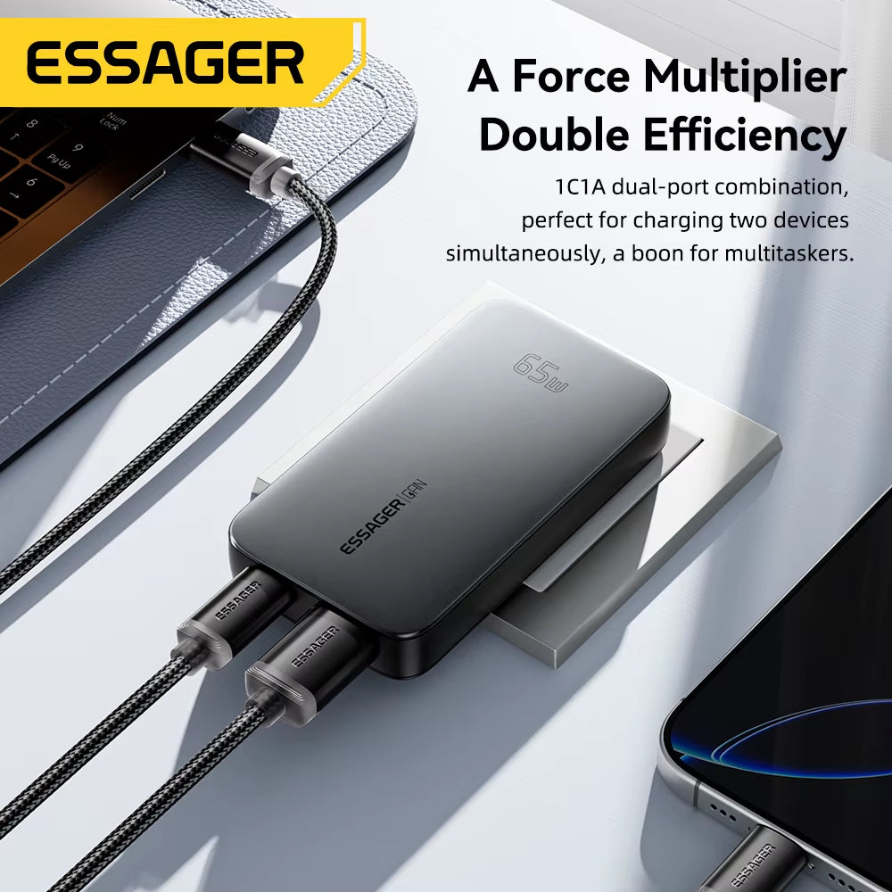 Ultra Thin 65W GaN Travel Charger with Quick Charge 4.0, PD 3.0, and PPS for iPhone, Samsung, and MacBook Laptops