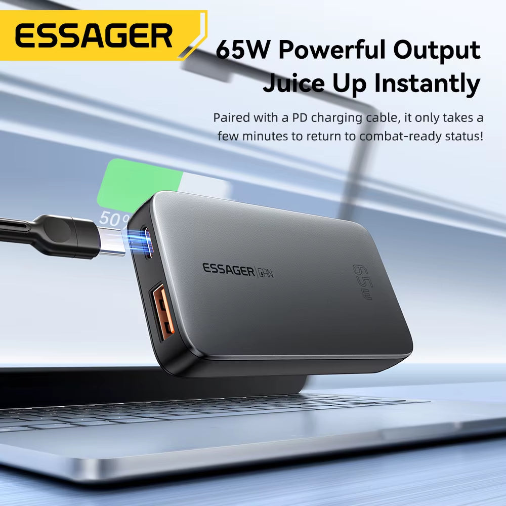 Ultra Thin 65W GaN Travel Charger with Quick Charge 4.0, PD 3.0, and PPS for iPhone, Samsung, and MacBook Laptops