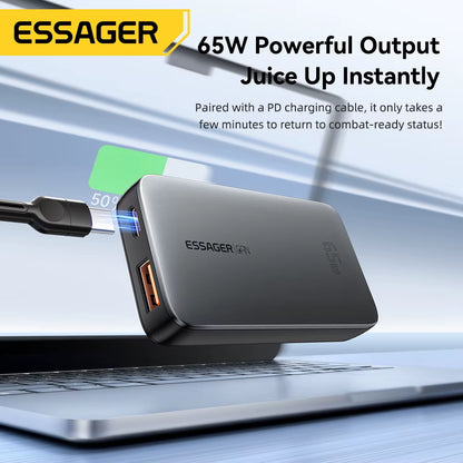 Ultra Thin 65W GaN Travel Charger with Quick Charge 4.0, PD 3.0, and PPS for iPhone, Samsung, and MacBook Laptops