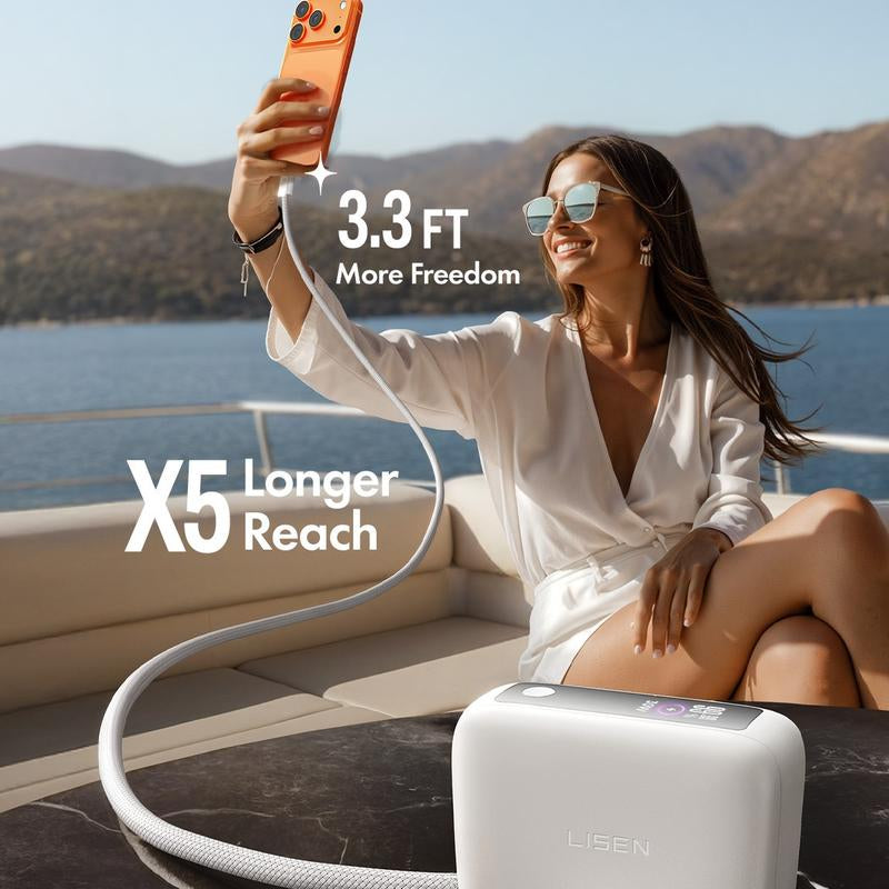 LISEN 3-In-1 Fast Travel Charger, 35W Wall Charger & 27W Power Bank, Portable Charger with Built-In 3.3FT USB-C Cable and Foldable Plug, 7000Mah Battery Pack for Iphone 17/16 Series, Galaxy, Pixel 10